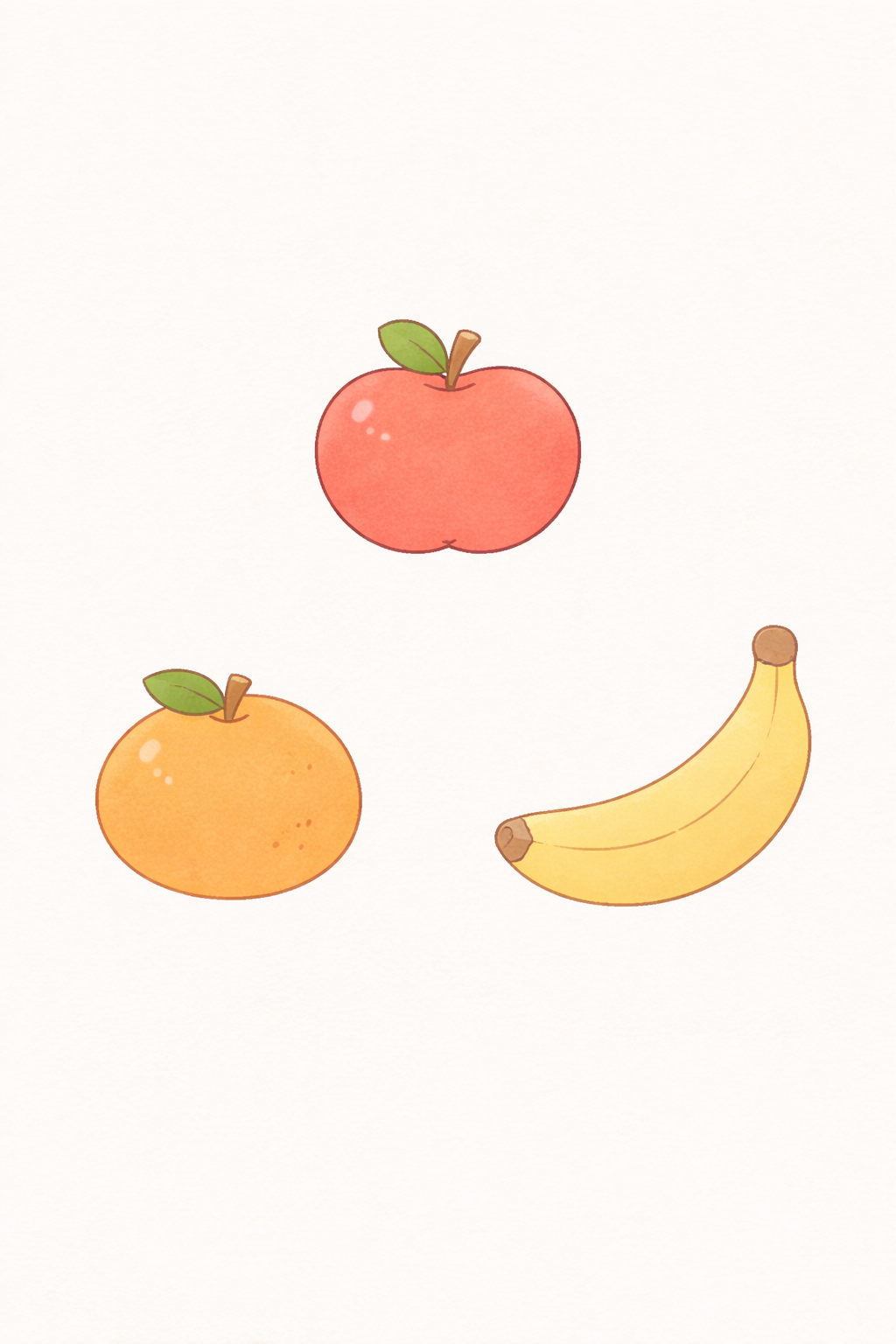 Coloring Fruits: Apple, Banana & Orange