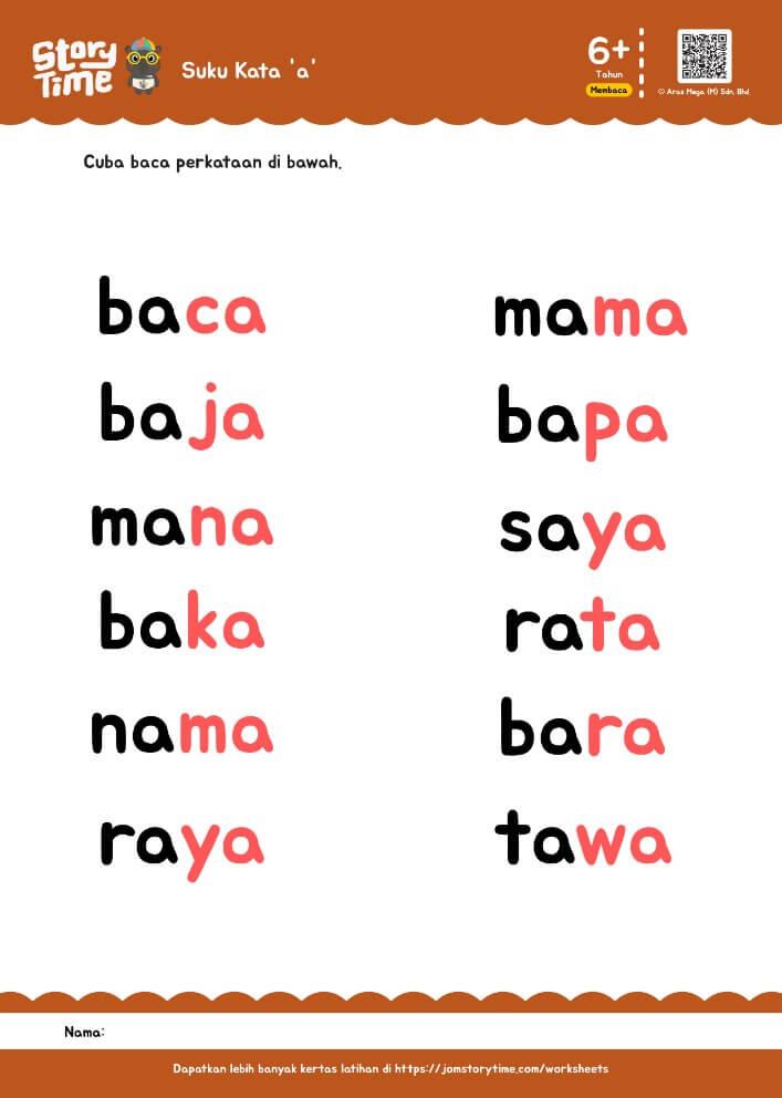 Gabungan Suku Kata 'a' preview 1