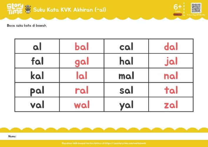 Suku Kata KVK Akhiran (-al) preview 1