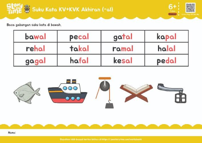 Suku Kata KV+KVK Akhiran (-al) preview 1