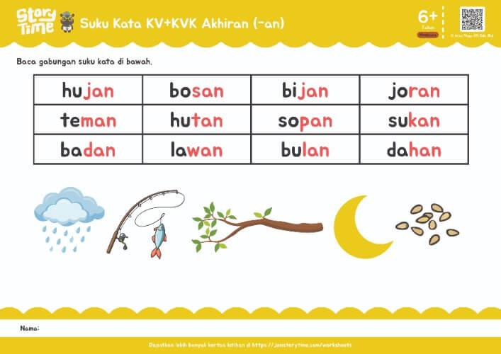 Suku Kata KV+KVK Akhiran (-an) preview 1