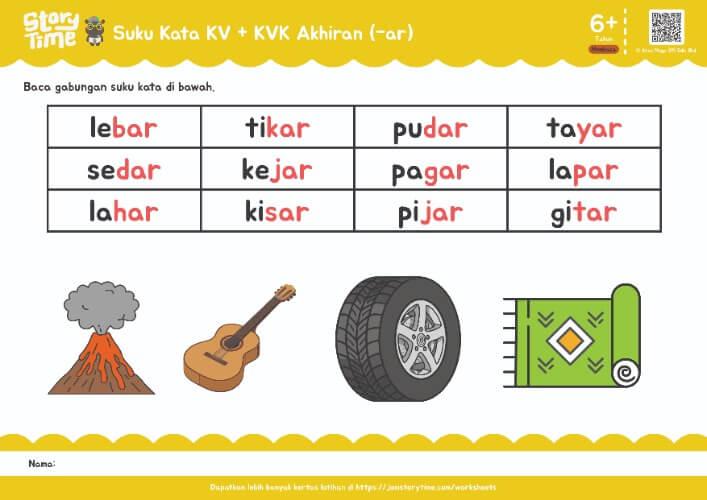 Suku Kata KV + KVK Akhiran (-ar) preview 1