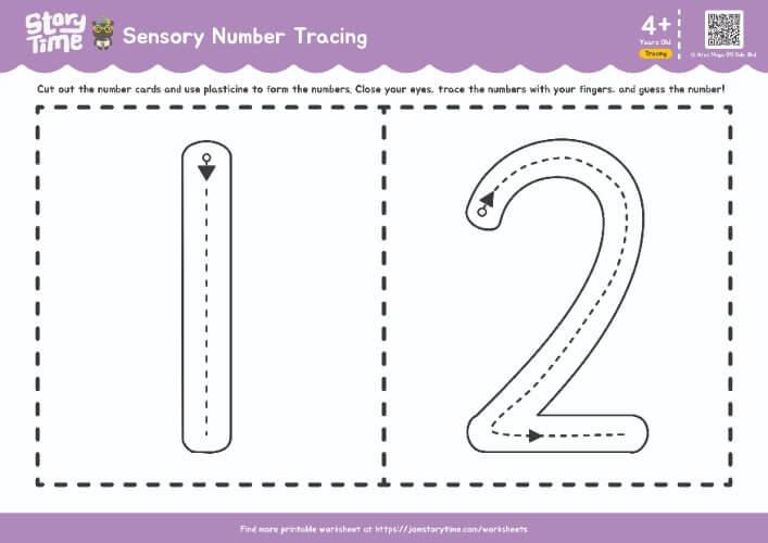 Sensory Number Tracing (1-2) preview 1