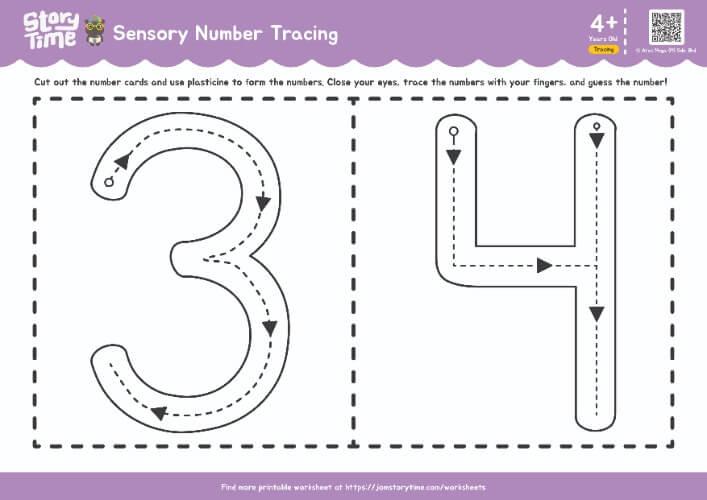 Sensory Number Tracing (3-4) preview 1