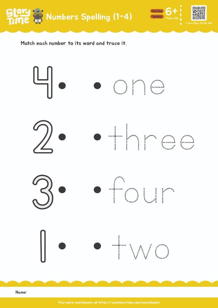 Number Spelling (1-4) preview 1