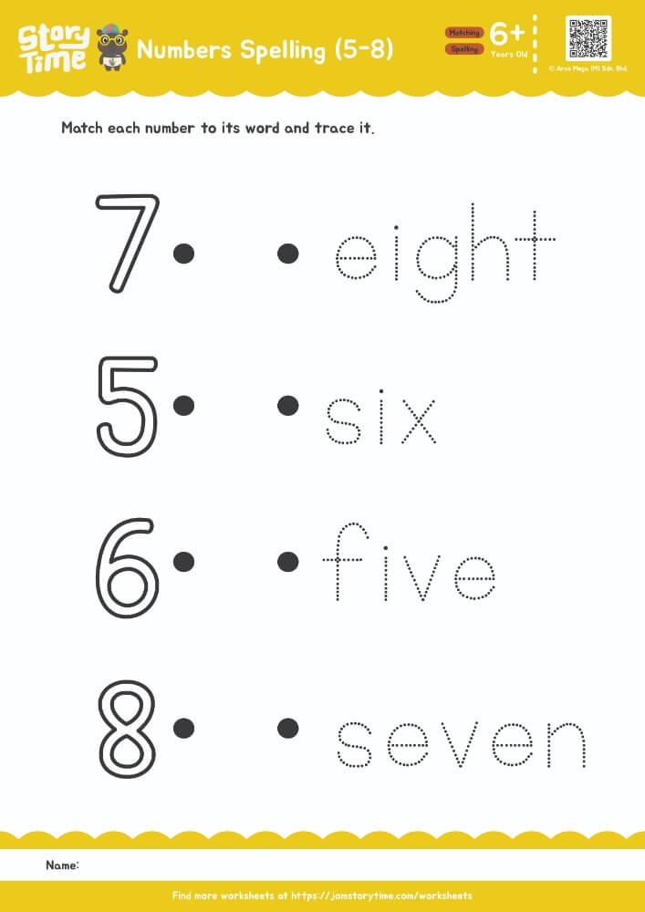 Number Spelling (5-8) preview 1