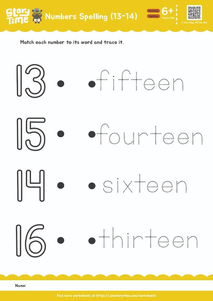 Number Spelling (13-16) preview 1