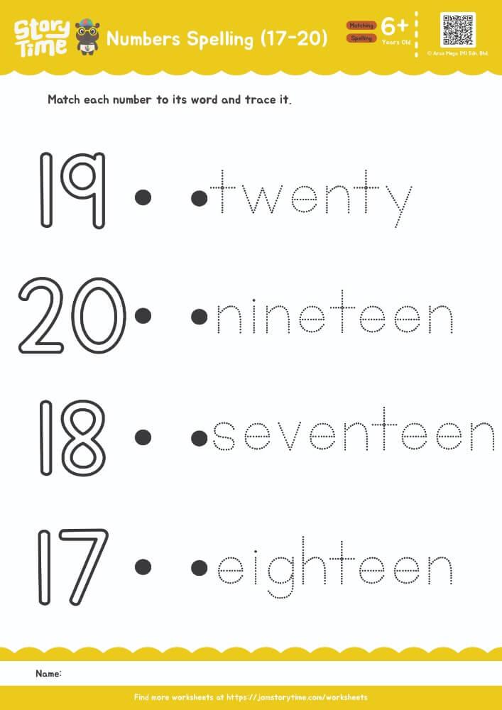 Number Spelling (17-20) preview 1